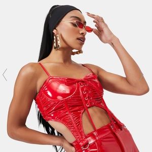 CHERRY SEVERE IN HERE VINYL BUSTIER